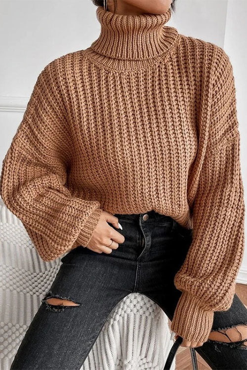 Leave It All Behind Cropped Turtleneck Sweater in Style