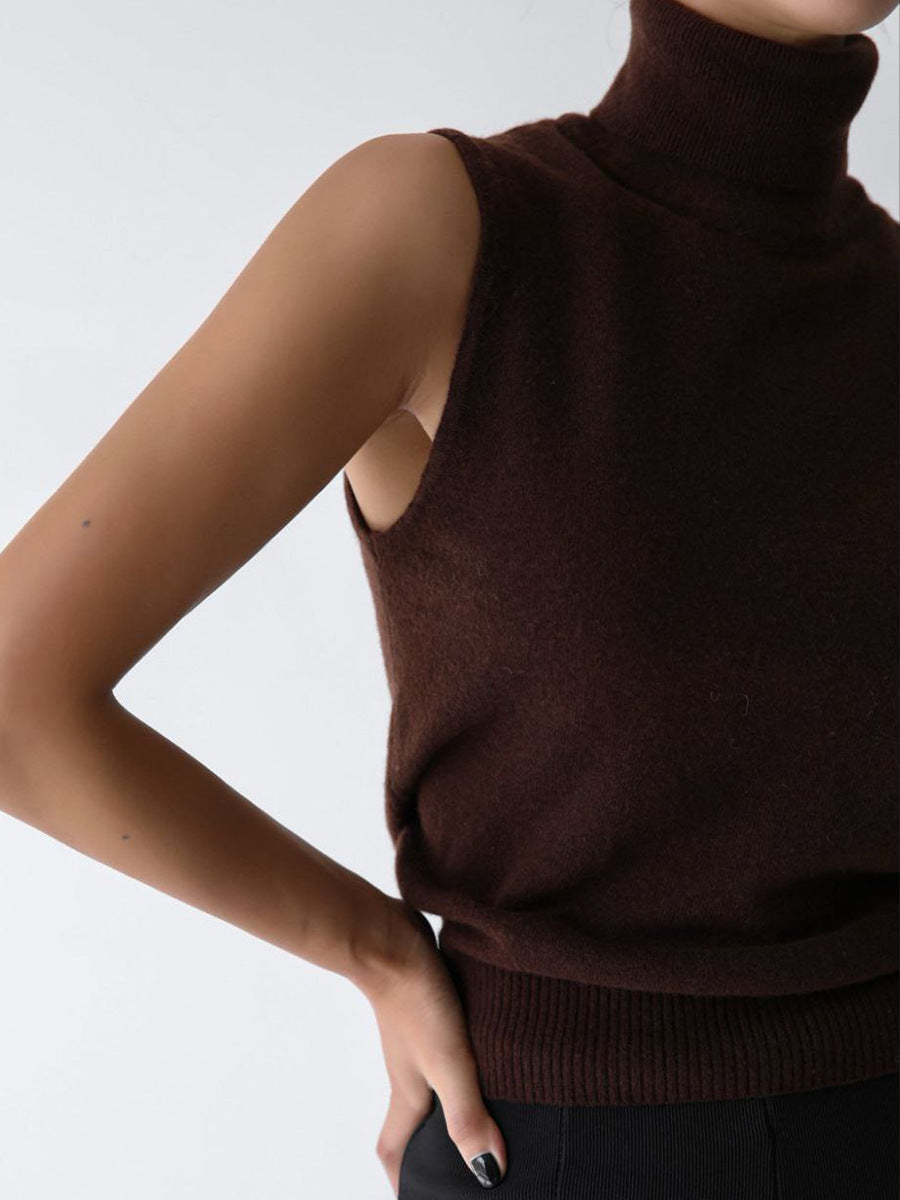 ShoptheCIC Simple Turtleneck Vest Sweater for Effortless Style