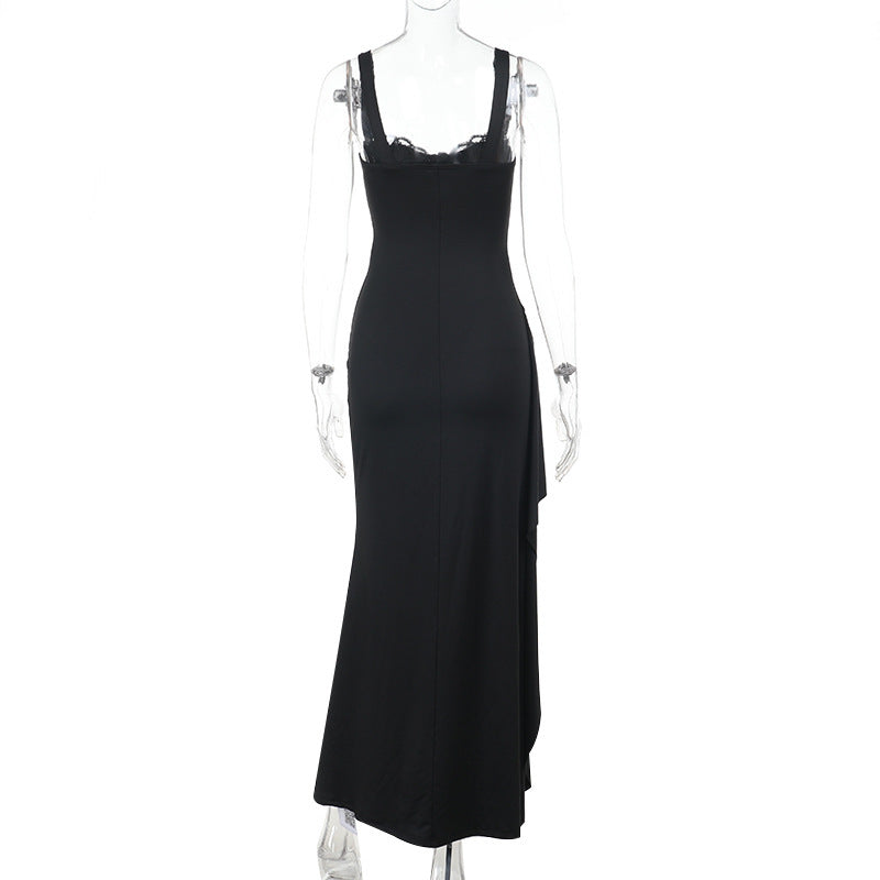 Lace Sweetheart Strappy High Slit Bodycon Maxi Dress 7