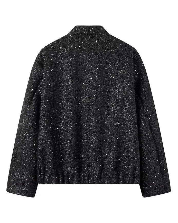 Aspen Gold Sequined Stand-Up Collar Coat for Chic Style