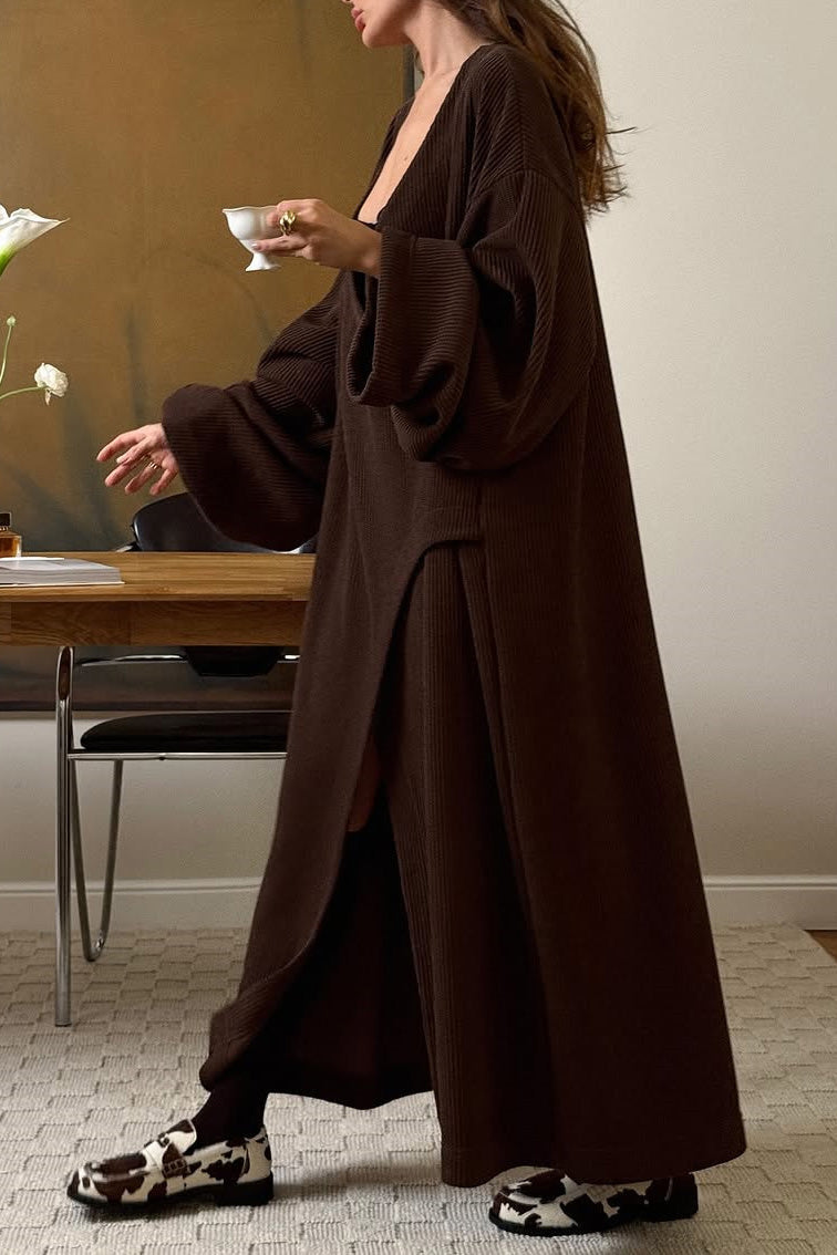 Rainy Day Long Knit Jacket for Comfortable Layering