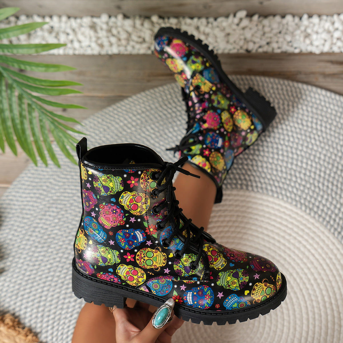 Halloween Cartoon Print Martin Boots