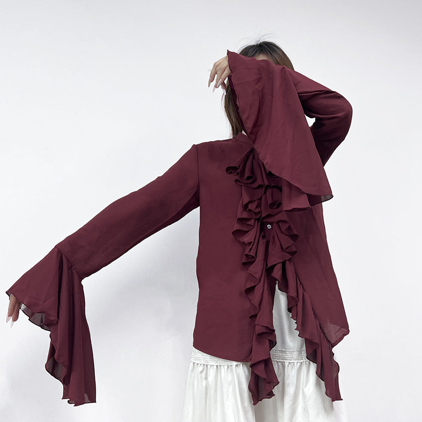 Wide Cuffs and Ruffles Long sleeve Light Shirt