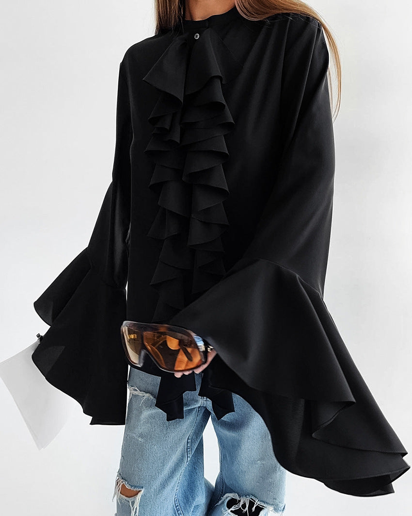 Wide Cuffs and Ruffles Long sleeve Light Shirt