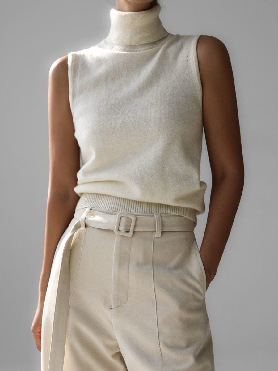 ShoptheCIC Simple Turtleneck Vest Sweater for Effortless Style