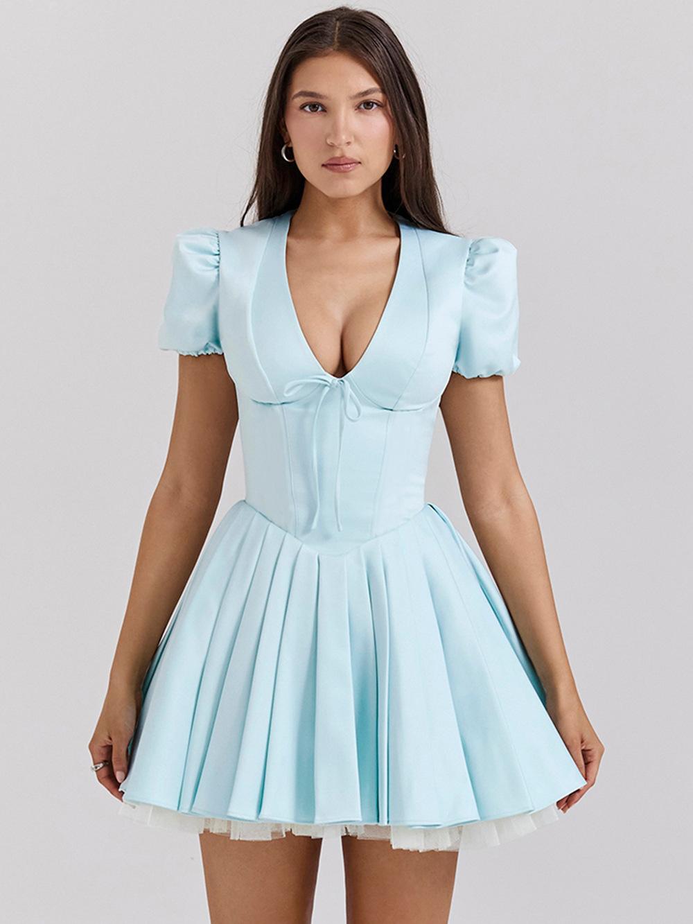 Solid Color Corset  Style Mini Dress
