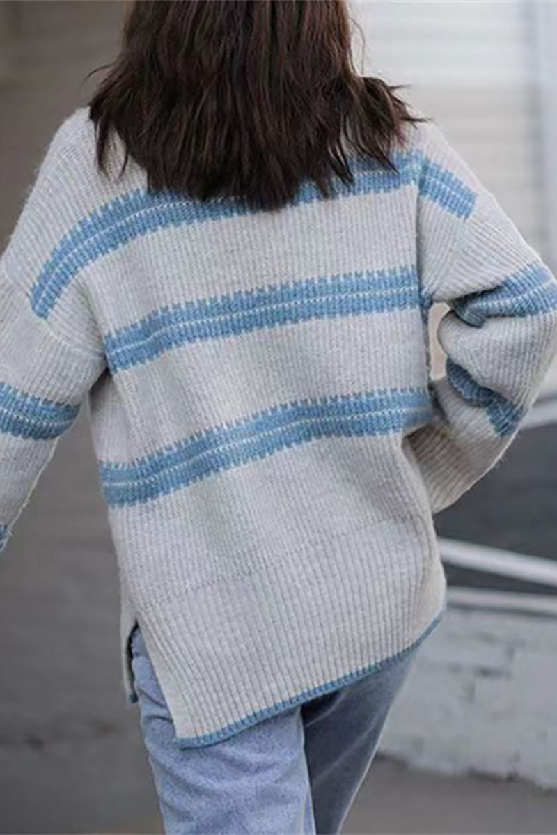 RadyRin Striped Turtleneck Sweater for Effortless Style