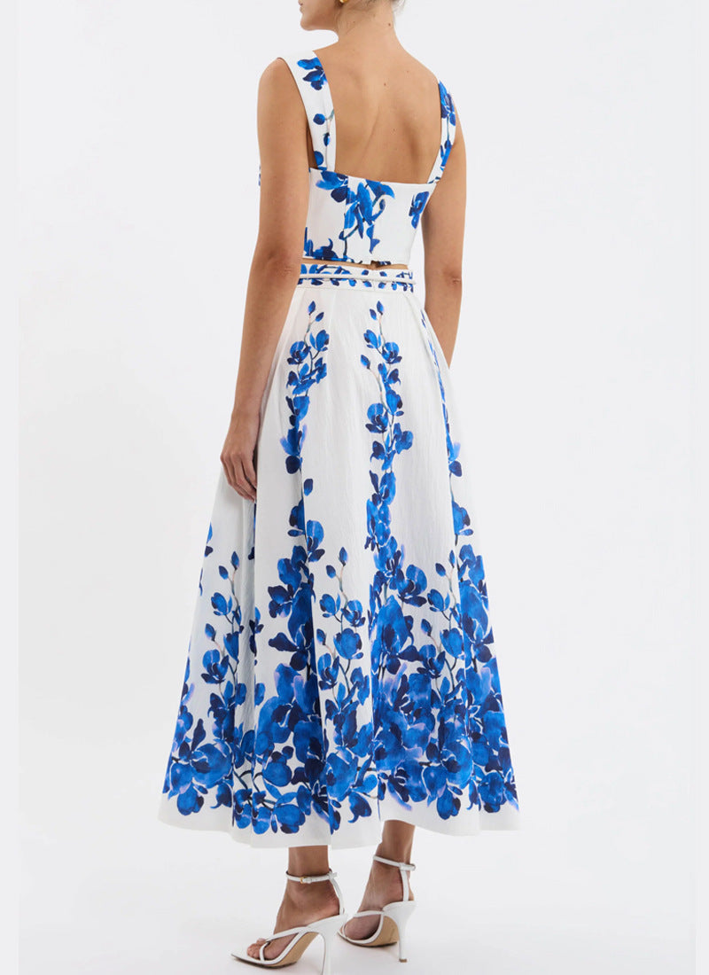 Monte Coast Bikini Long Skirt Set - Blue