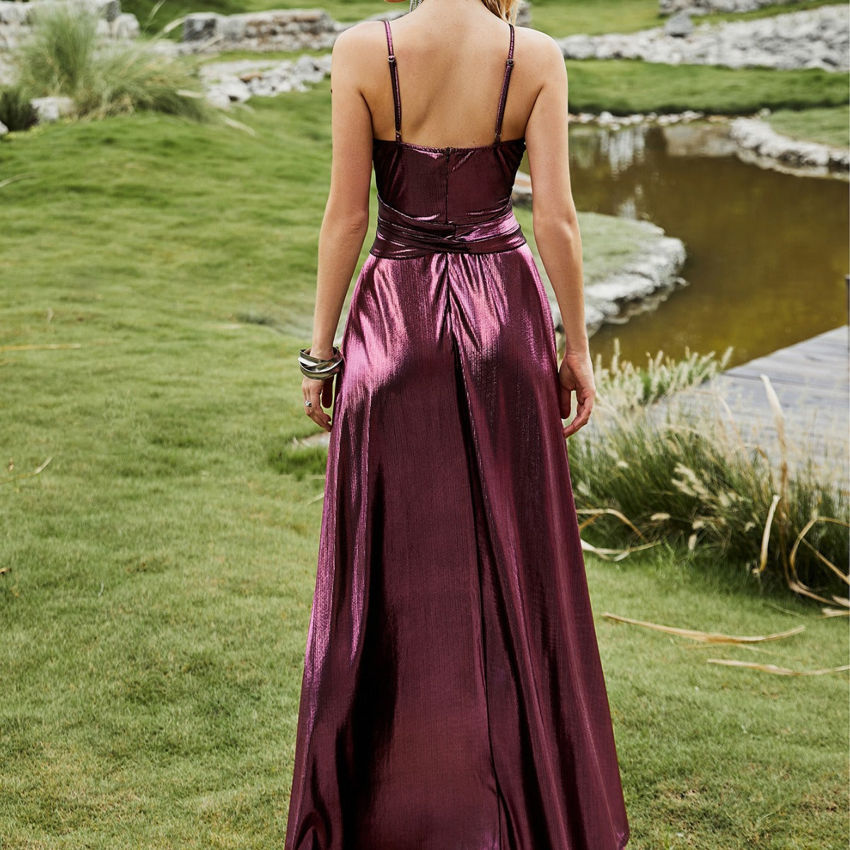 Vanda Formal Iridescent Metallic Dress - Fashionpara