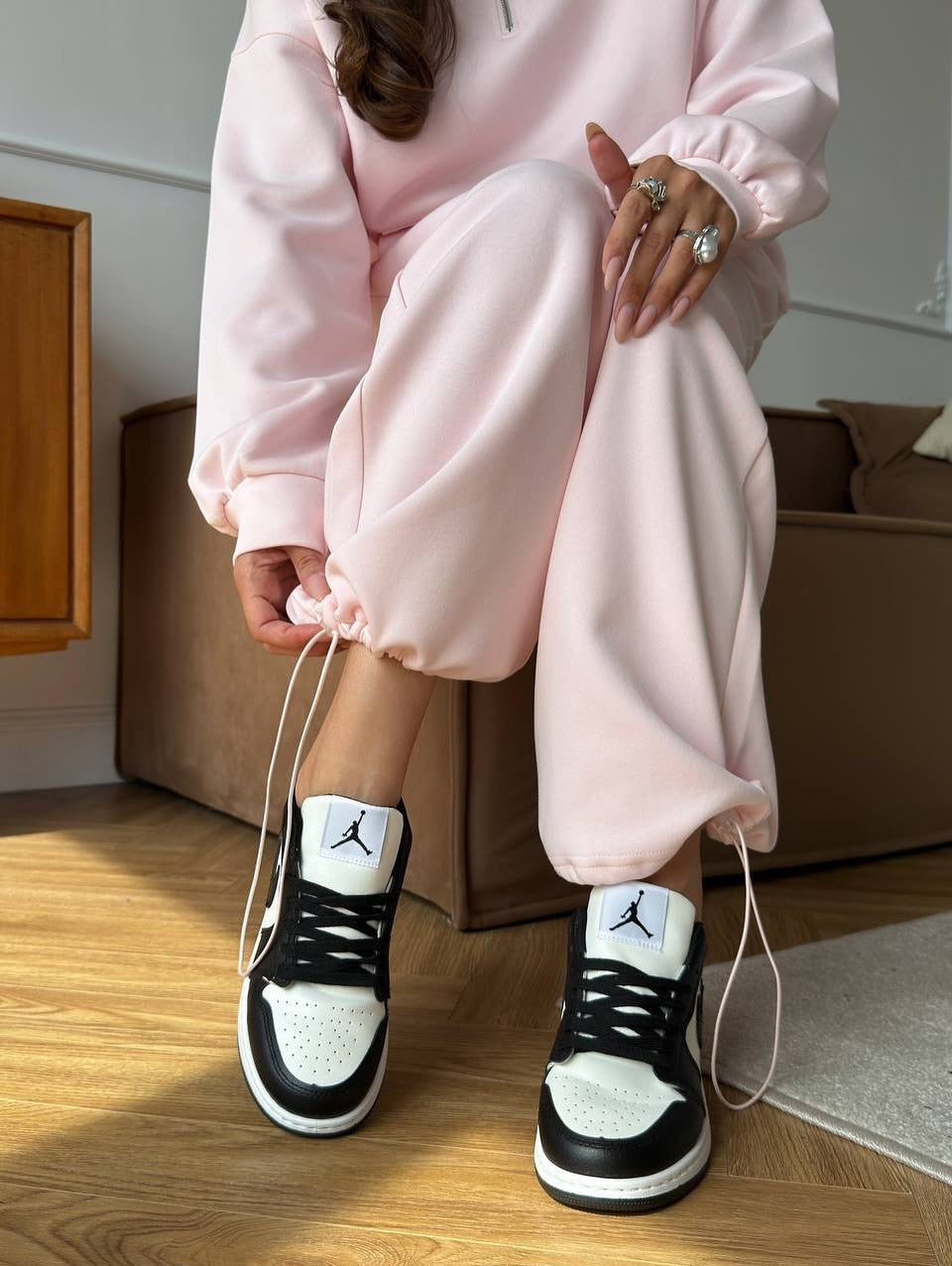 Zippered Half-High Collar Pullover and Wide-Leg Pants Set