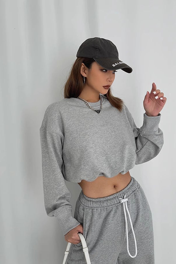 Orro Shop Crew Neck Long Sleeve Crop Sweater for Style