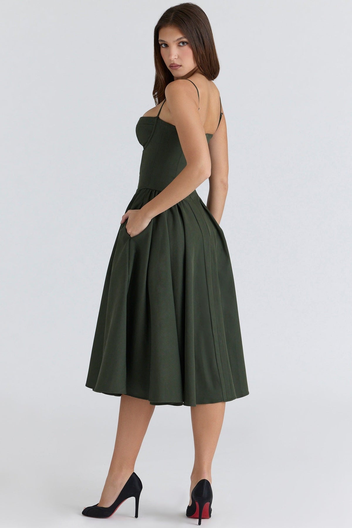 Corset Bustier Fit and Flare Midi Dress 25