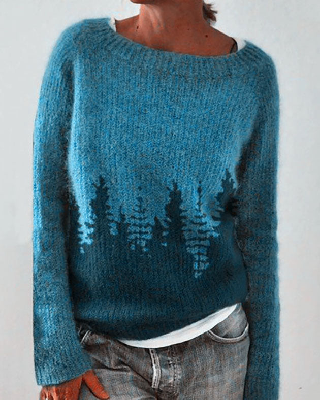 ShoptheCIC Forest Pattern Pullover Sweater for Cozy Style