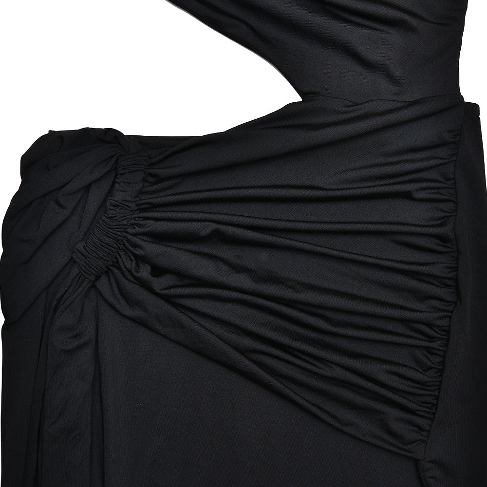 Ruched One-Shoulder Waist-Cutout Fishtail Gown 8