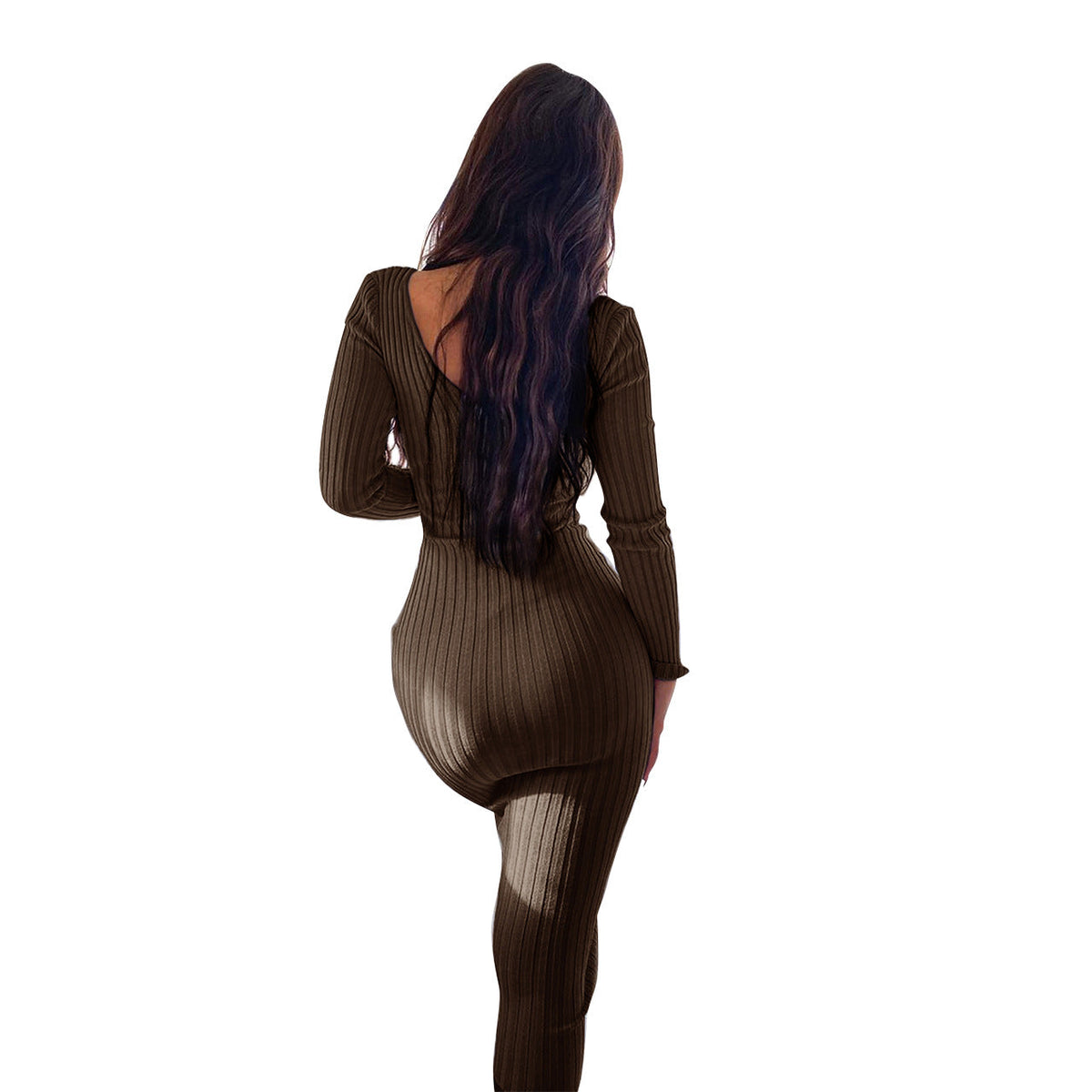 Ribbed Knit Off Shoulder Long Sleeve Bodycon Midi Dress