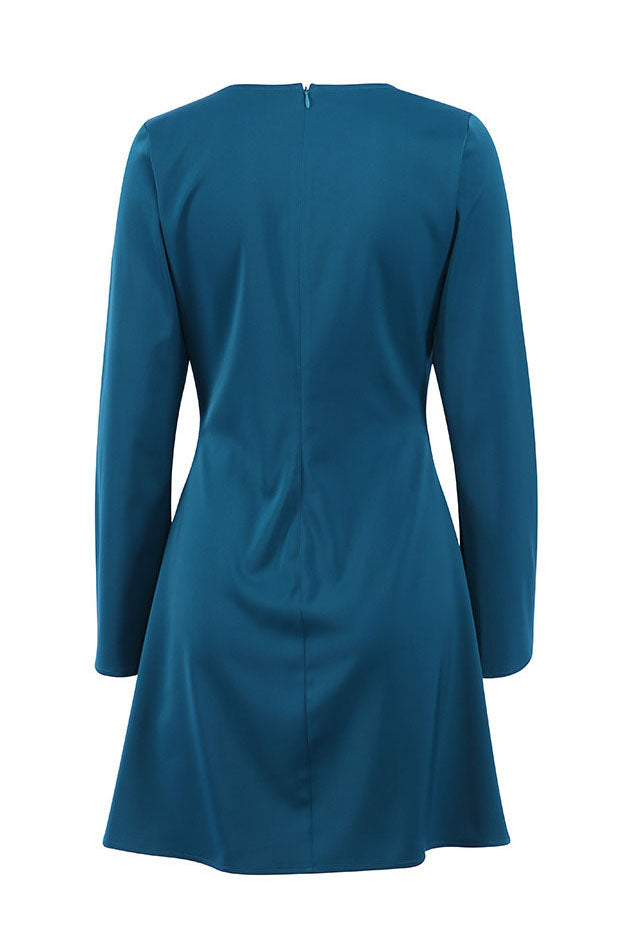 Flared Sleeves Satin High Waist Dress - Fashionpara