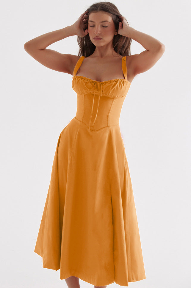 Floral Sweetheart Neck Corset High Split Midi Dress 10