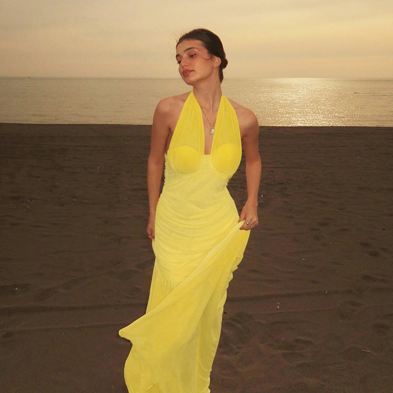 Halter Neck Twist-Front Ruched Mermaid Maxi Gown 4