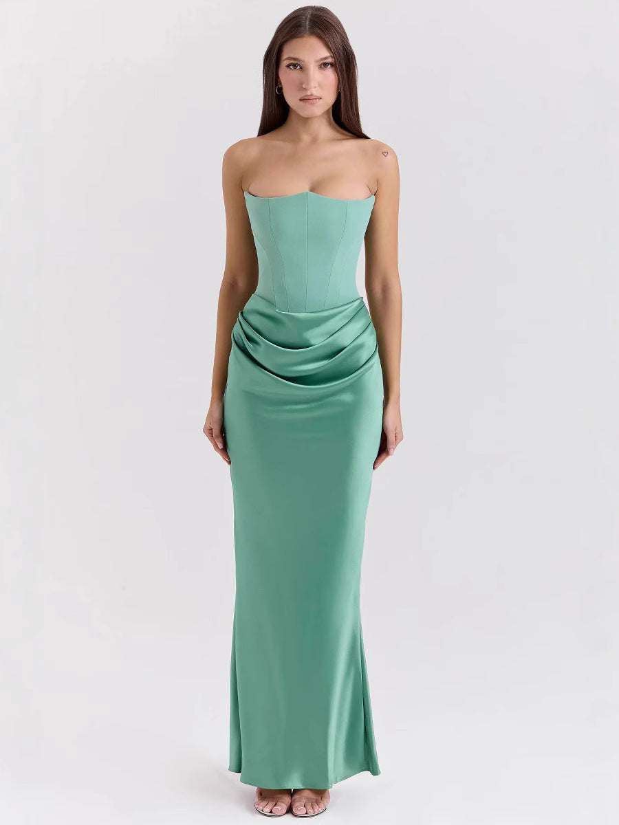 Strapless Backless Fitted Evening Gown Dress - Fashionpara