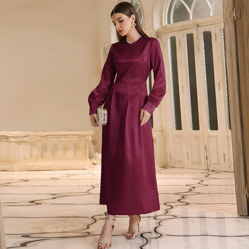 Ladies Casual High Waist Maxi Dress Light Purple Coat Maxi Dress - Fashionpara