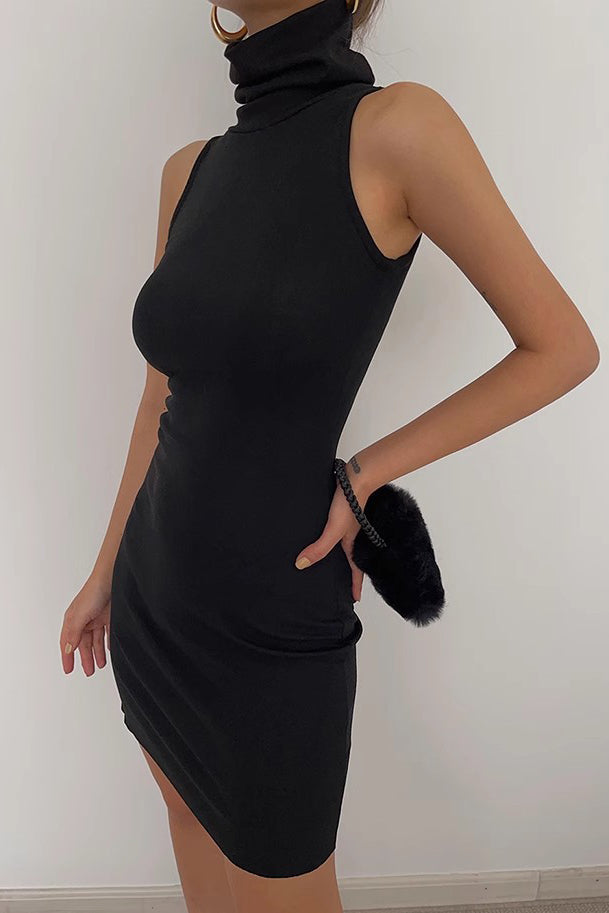Sexy Party Club Dress High Neck Sleeveless Bodycon Dress