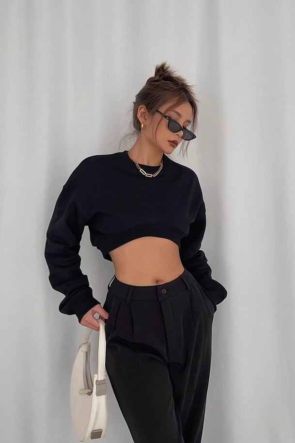 Chic Ribbed Long Sleeve Crop Sweater for Effortless Style