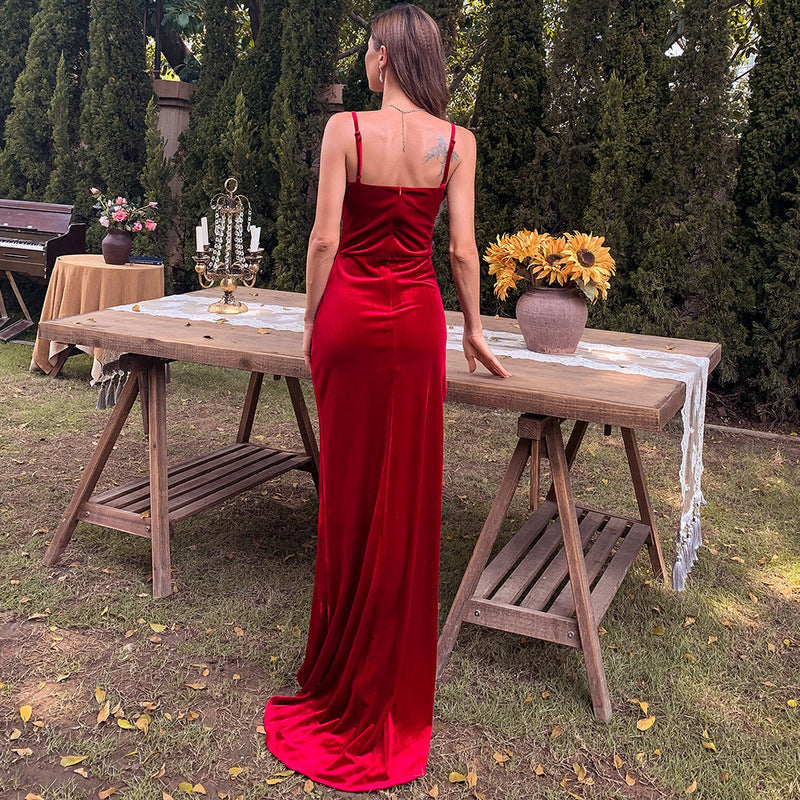 Celebrity banquet annual party slit evening dress