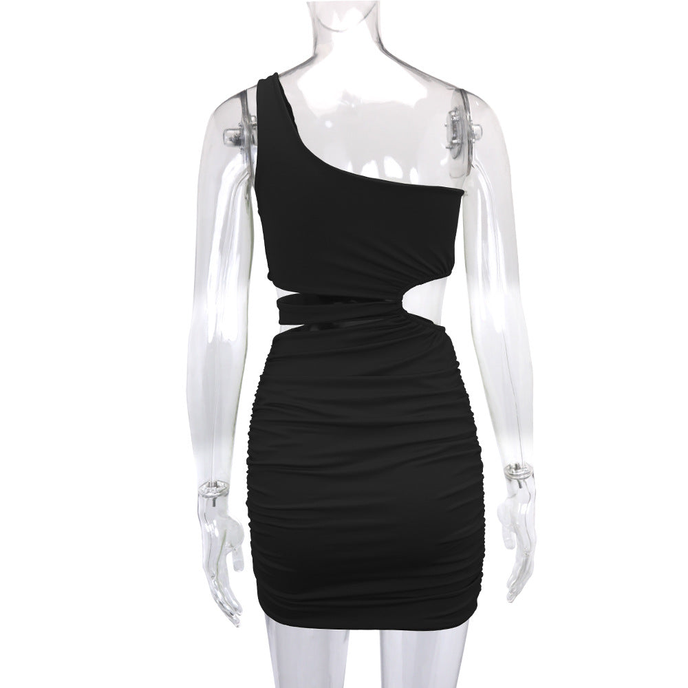 One-Shoulder Cut-Out Ruched Bodycon Mini Dress 8