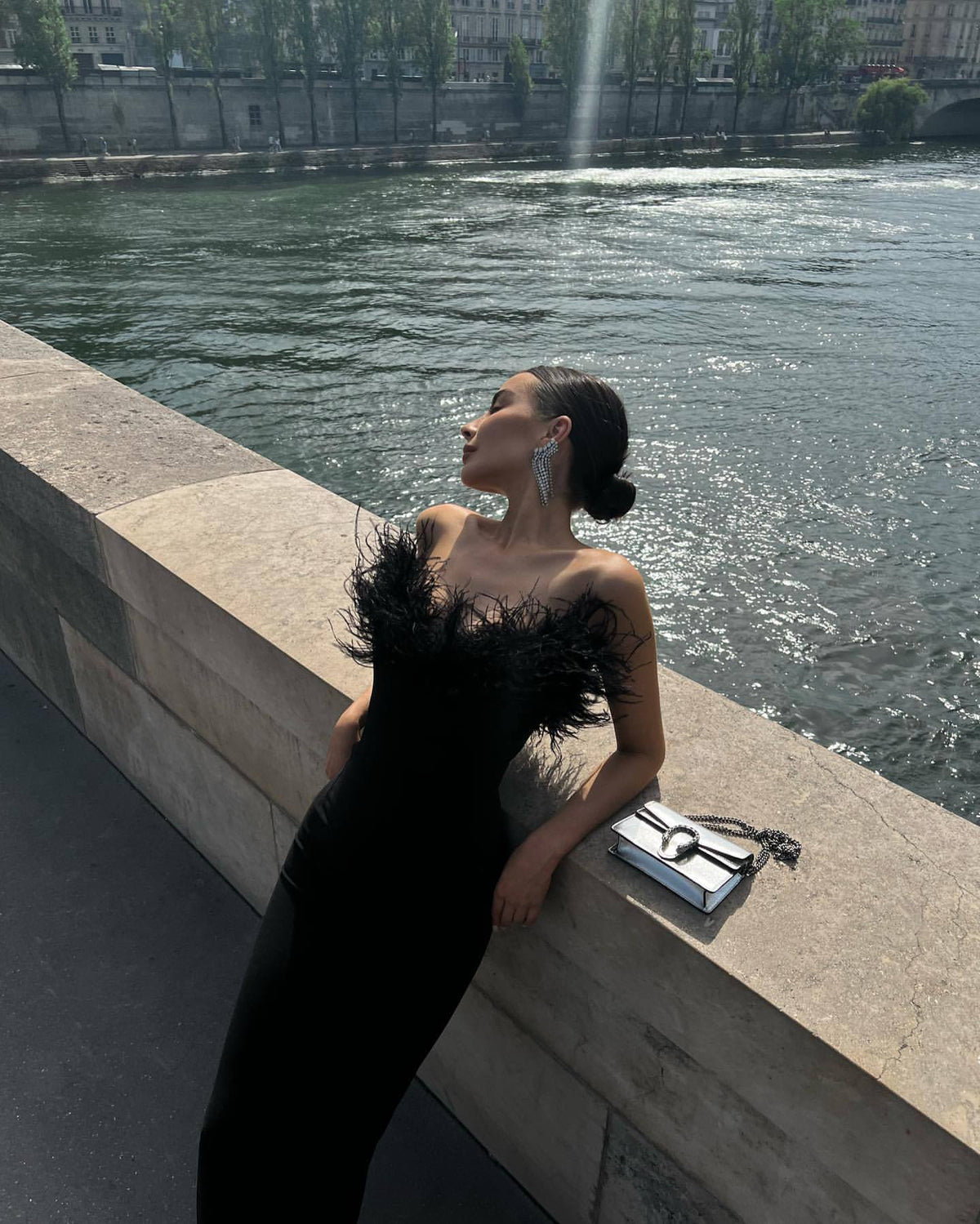 Feather Sweetheart Strapless Bodycon Column Formal Gown - View 5