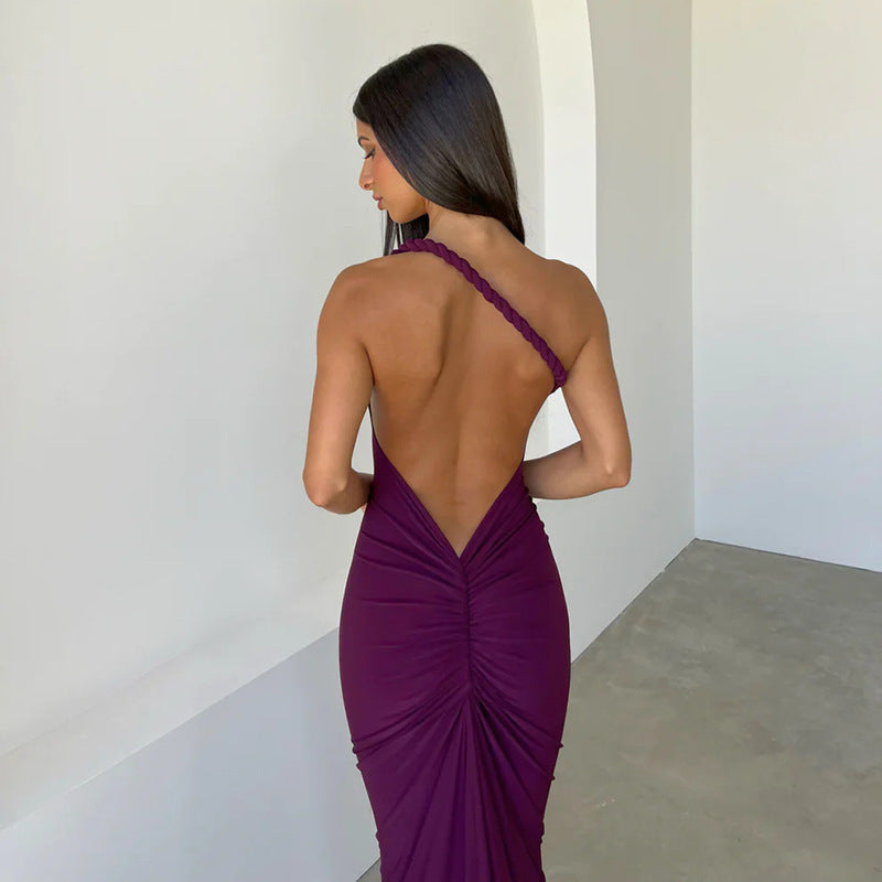 One-Shoulder Cap-Sleeve Bodycon Mermaid Maxi Dress 5