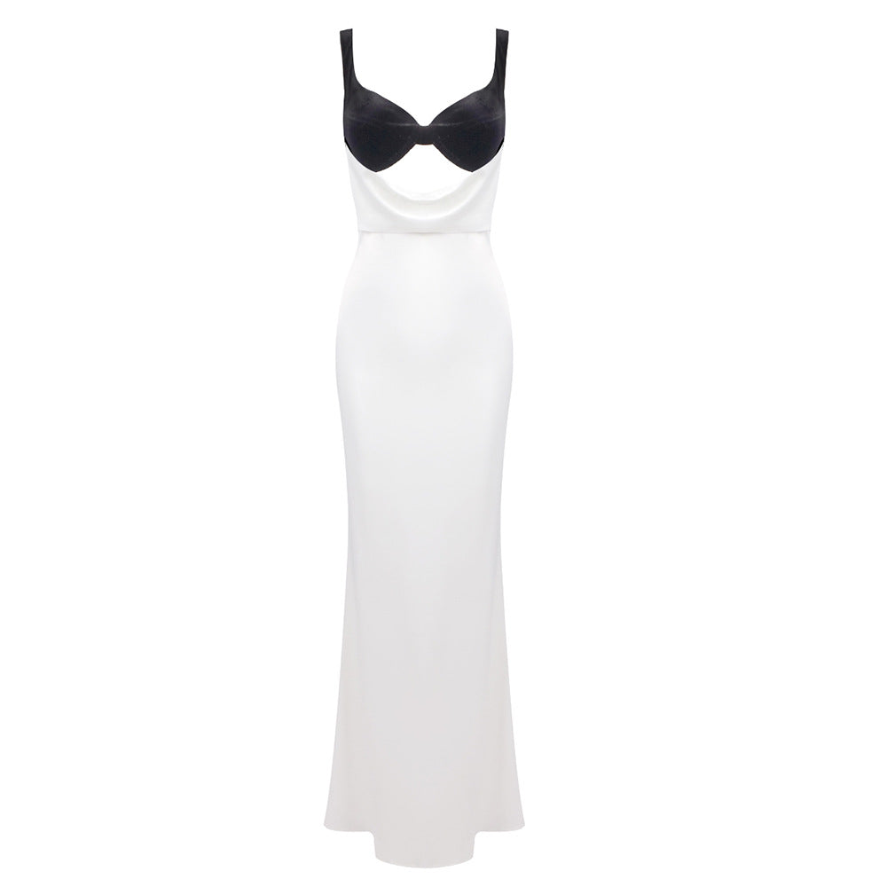 Velvet Patchwork Cut Out Sleeveless Maxi Dress - View 2