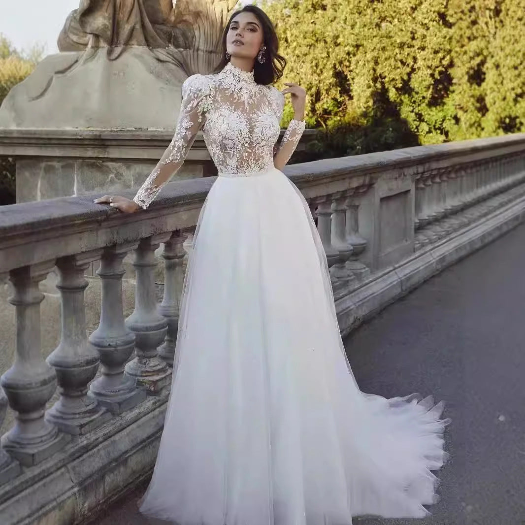 Long Sleeve French Princess Wedding Dress