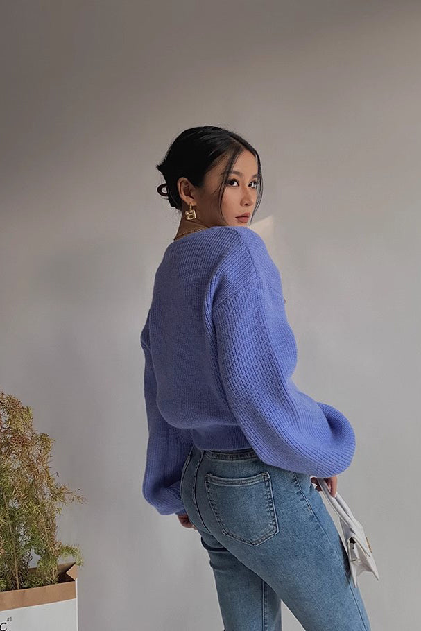 Rib-Knit Buttoned V Neck Sweater Cardigan for Everyday Style