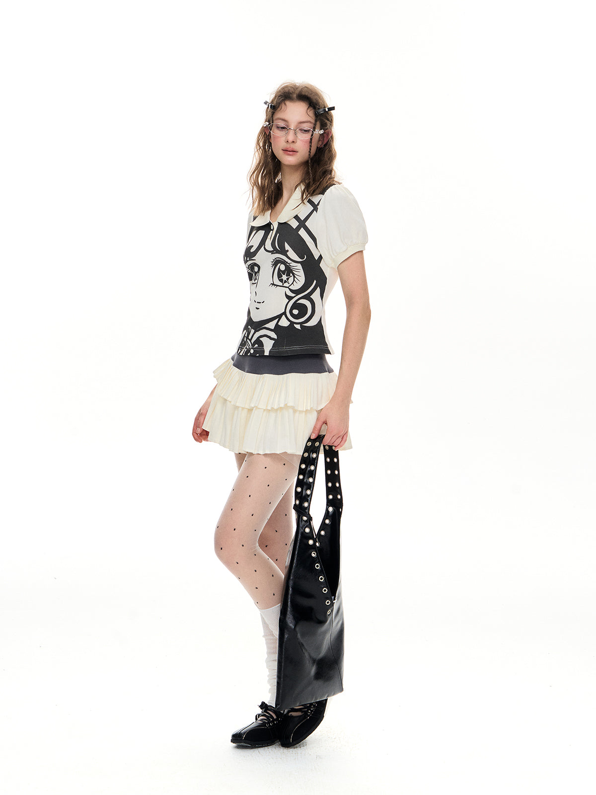Anime-Inspired Polo & Pleated Skirt Set