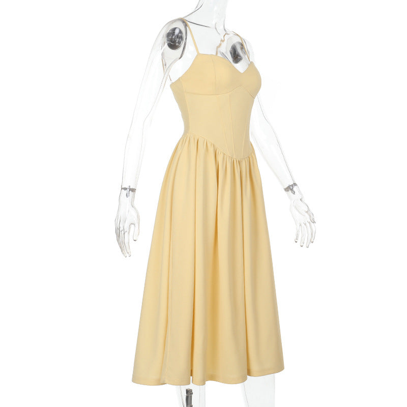 Satin Sweetheart Corset Full-Skirt Midi Dress 8