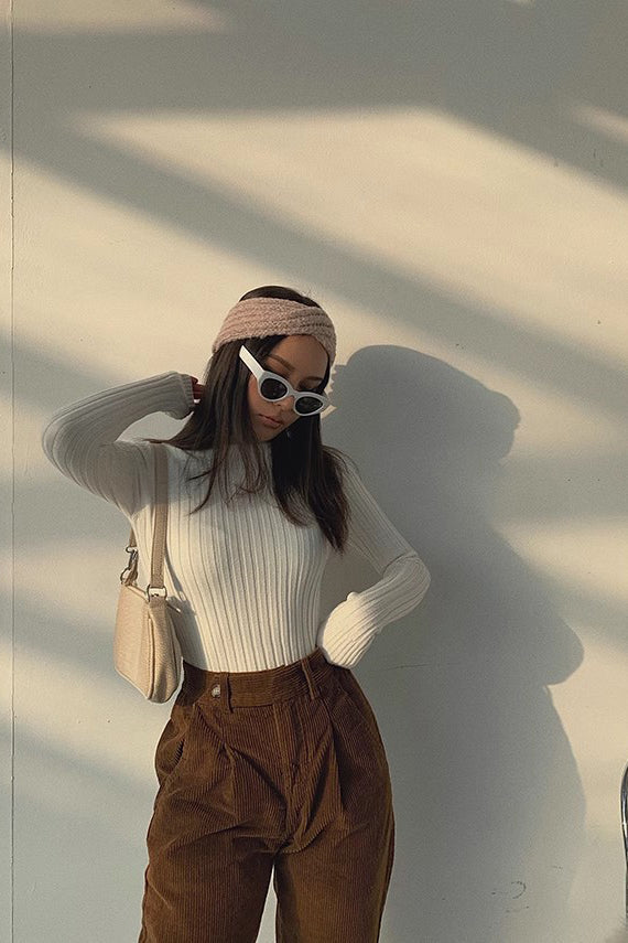 Orro Shop Solid Rib-Knit Mock Neck Sweater for Comfort