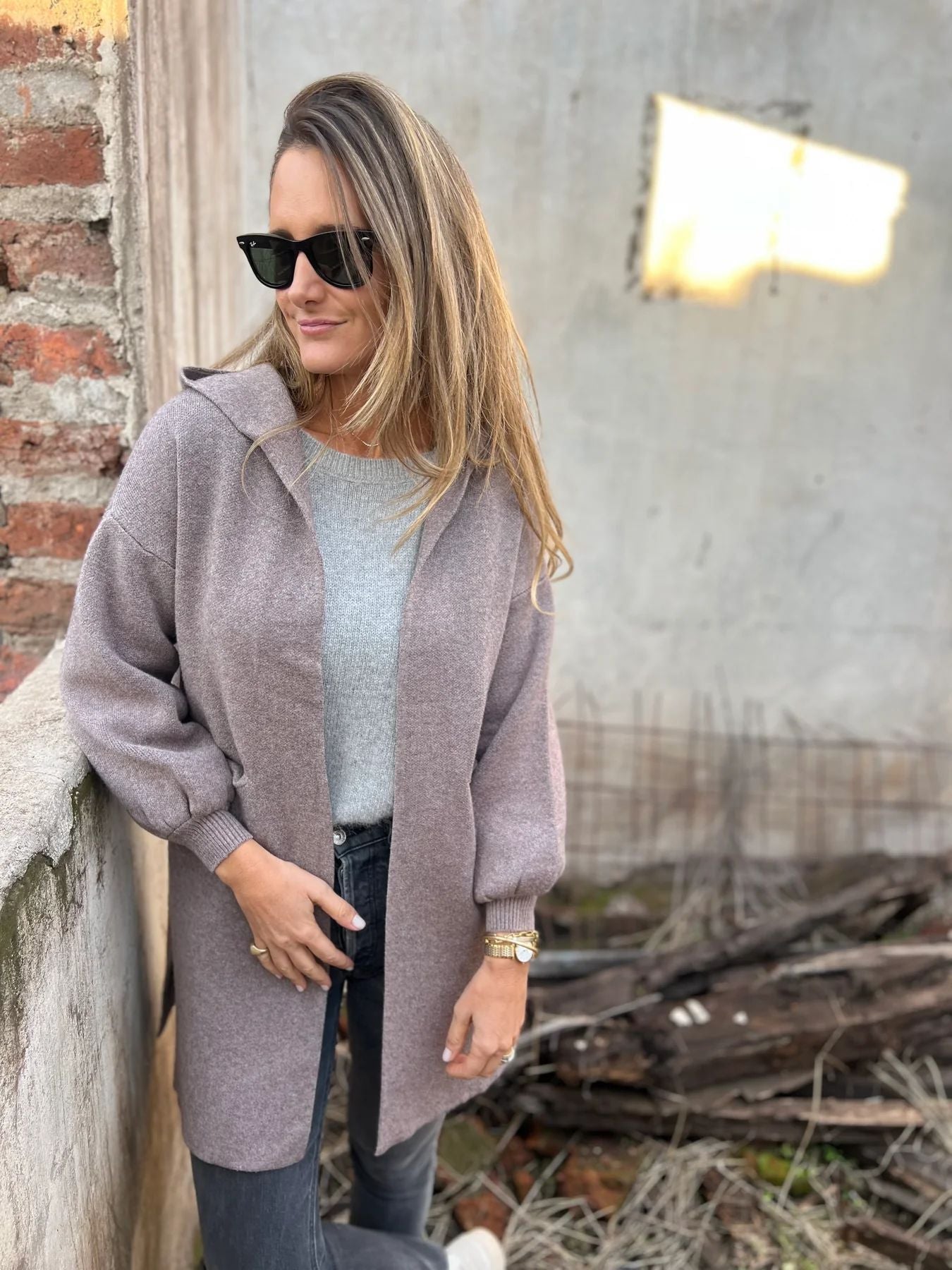 ShoptheCIC Mid-Length Woolen Hooded Jacket with Pockets