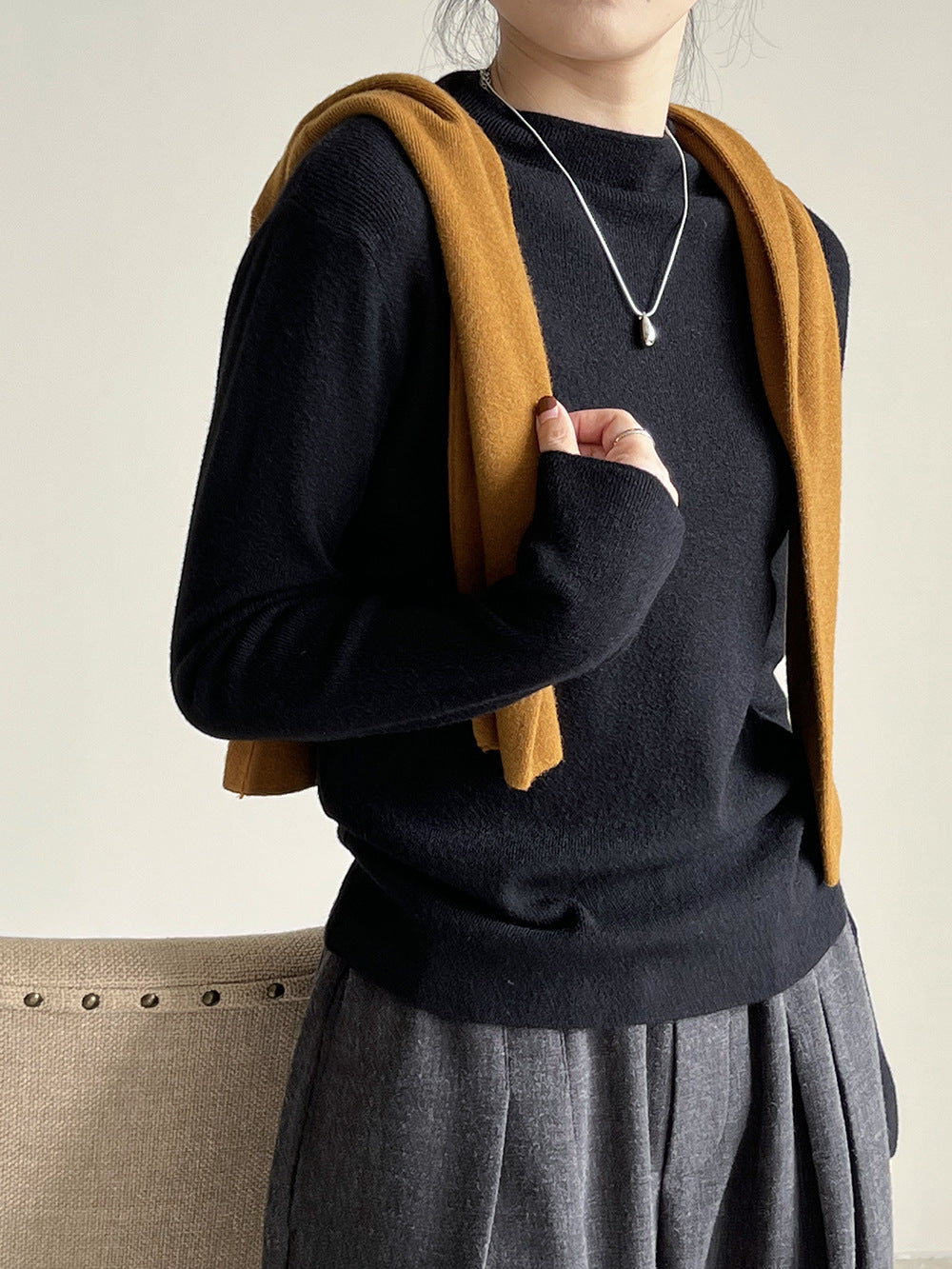 Brushed Soft Touch Half Turtleneck Sweater for Comfort