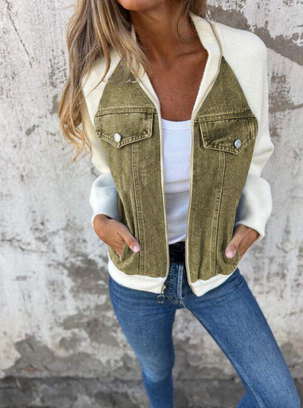 Stylish Hooded Denim Patchwork Jacket for Modern Wardrobes