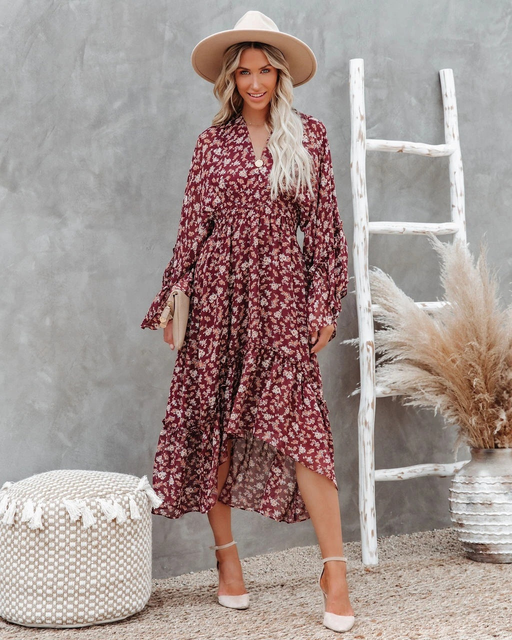 Brookings Floral Shimmer Midi Dress - FINAL SALE