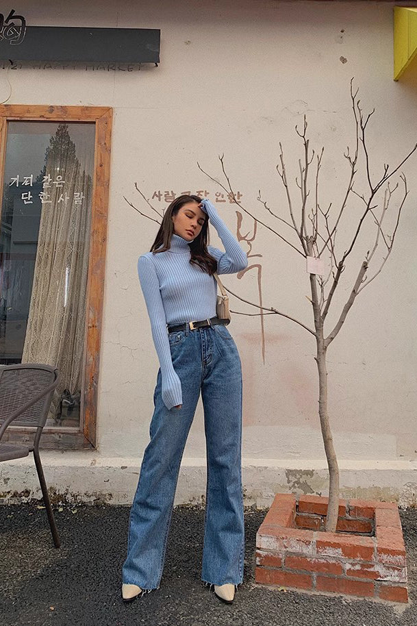 Orro Shop Solid Rib-Knit Mock Neck Sweater for Comfort