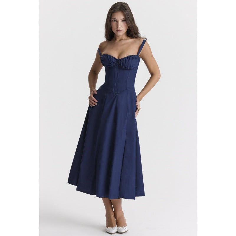 Floral Sweetheart Neck Corset High Split Midi Dress 8