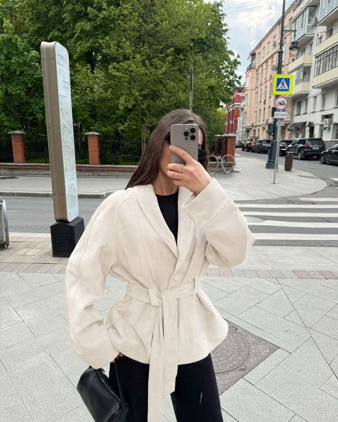 Chic Vintage Suede Long-Sleeved Nubuck Coat Jacket