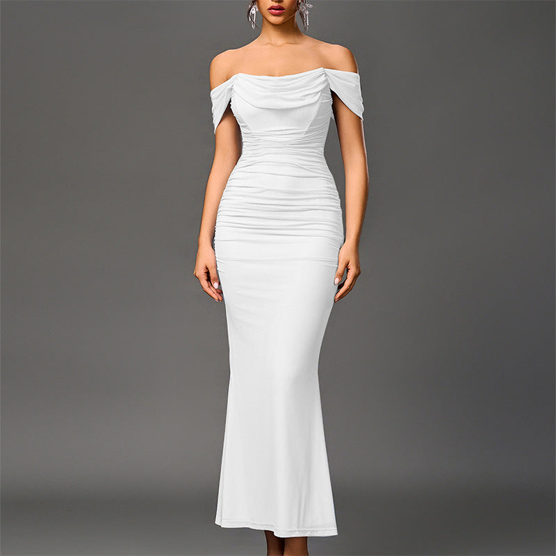 Off Shoulder Ruched Bodycon Mermaid Maxi Dress 5
