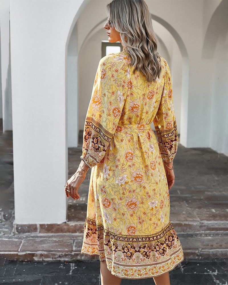 Sanibel Swiss Dot Boho Maxi Dress - Pale Yellow
