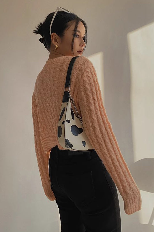 Orro Shop Long Sleeve Cable Knit Open Front Cardigan Sweater