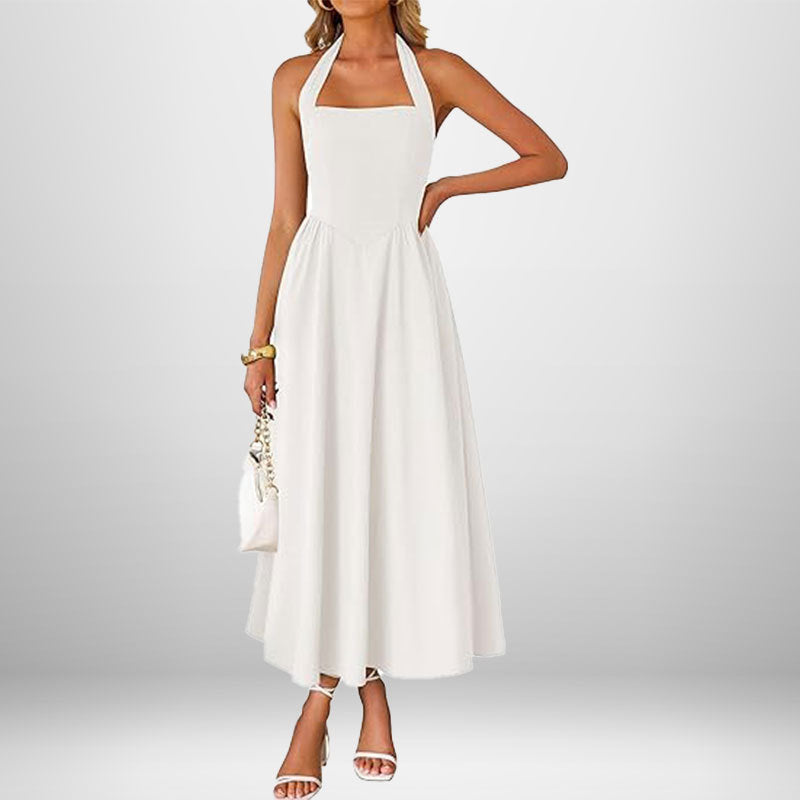 Halter Square Neck Pocket Fit and Flare Midi Dress 2