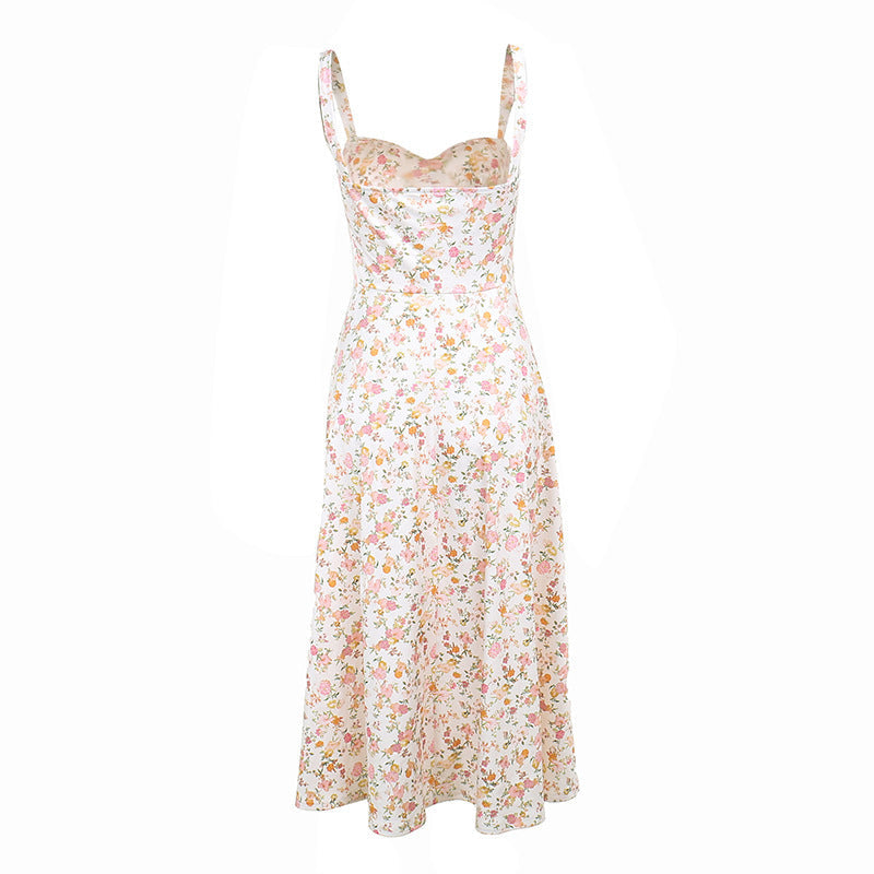 Floral Print Sweetheart Corset Flared Maxi Dress 13