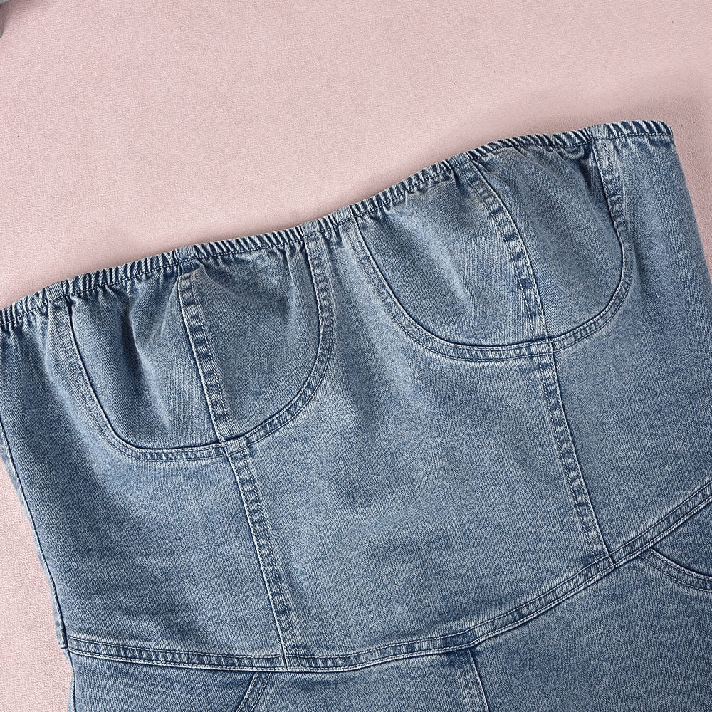 Denim Dreams Lace-Up Mini Dress - Fashionpara