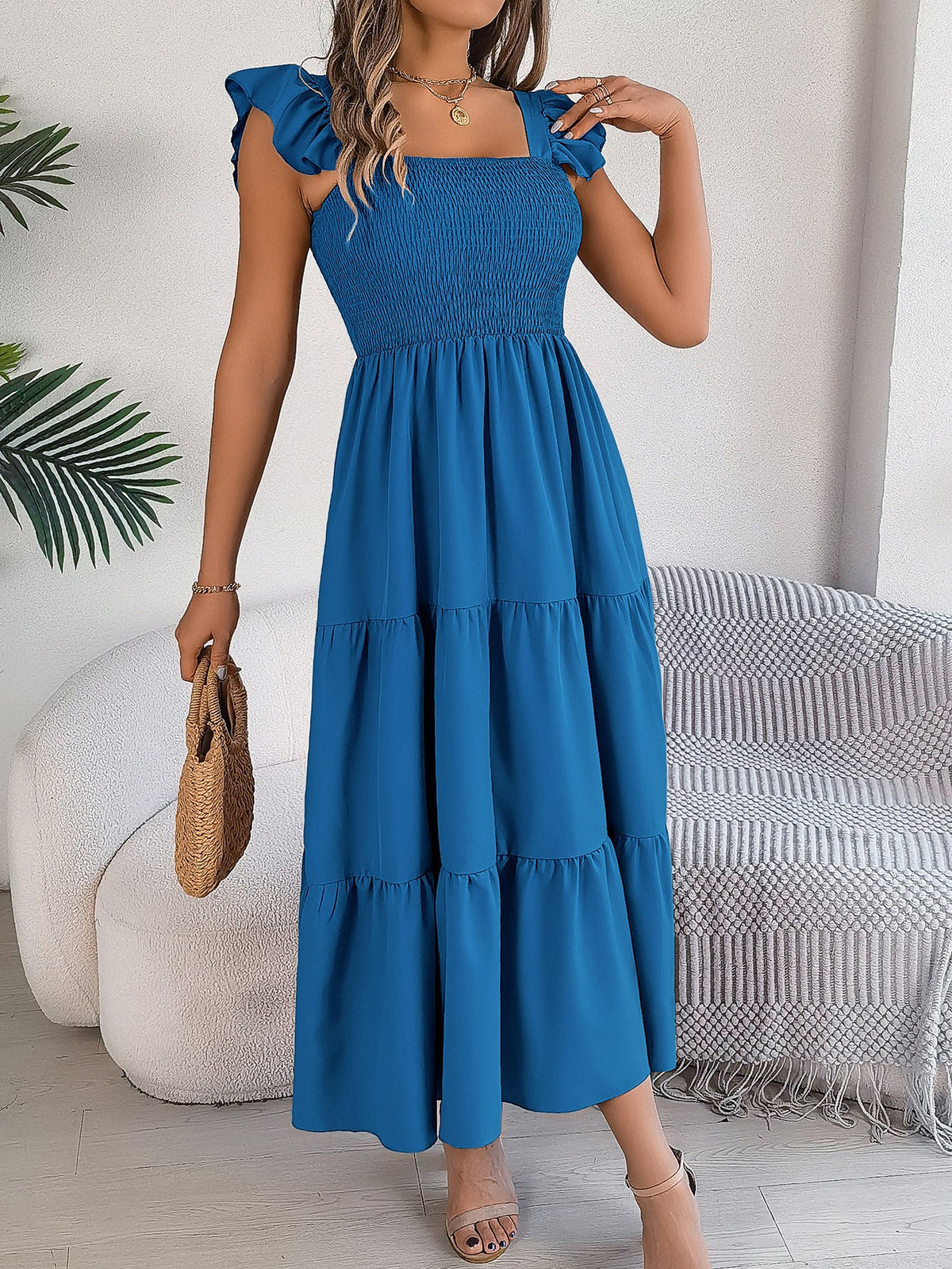 Embroidered Floral Off-Shoulder Ruffle Tiered Maxi Dress 5
